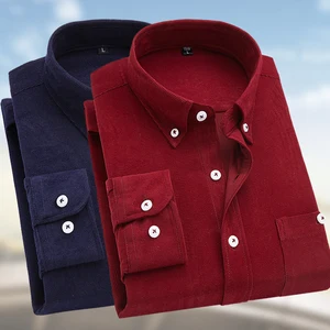 2019 новая Вельветовая Мужская Повседневная рубашка осень зима брендовая модная классическая рубашка Camisa Masculina Высококачественная Мужская деловая рубашка 5X