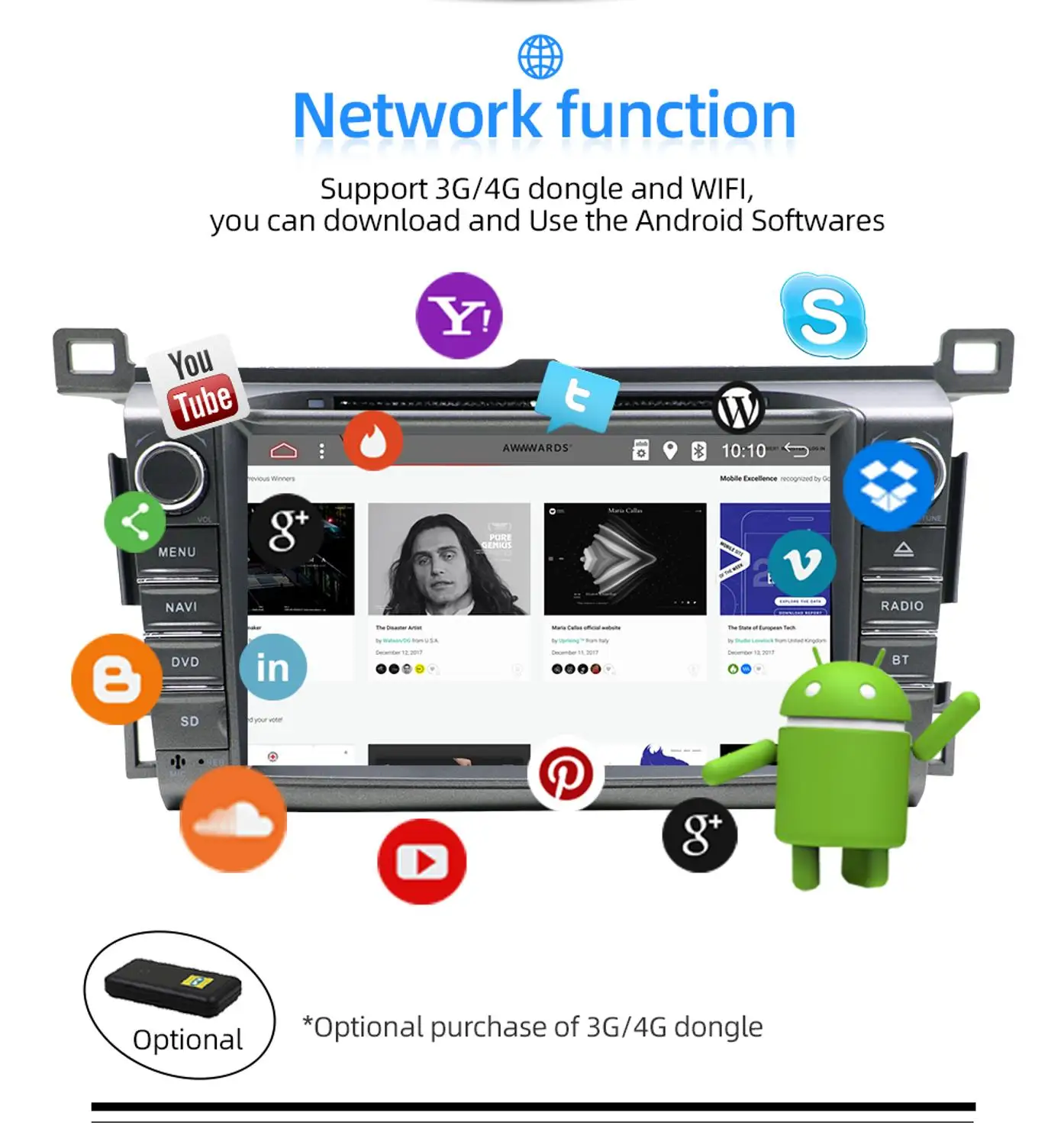 Автомобильный мультимедийный dvd плеер Bosion проигрыватель на Android 10 с GPS 4 Гб ОЗУ 64