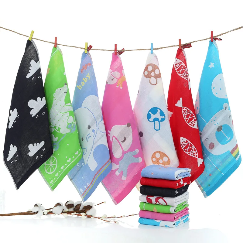 Хлопковое квадратное полотенце трехслойное маленькое для детского сада