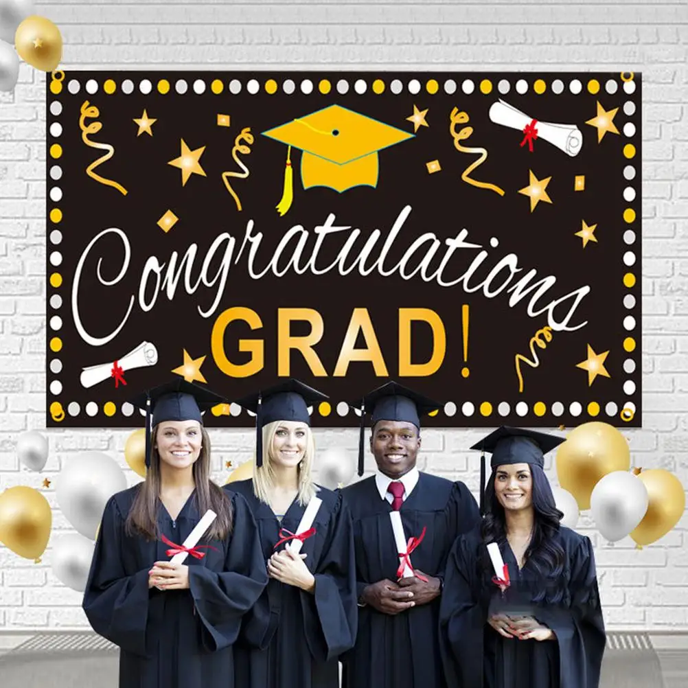 

2021 Graduation Banner Congratulation Party Supplies Durable Graduation Background Cloth Decoration Ramadan Decoration Mubarak