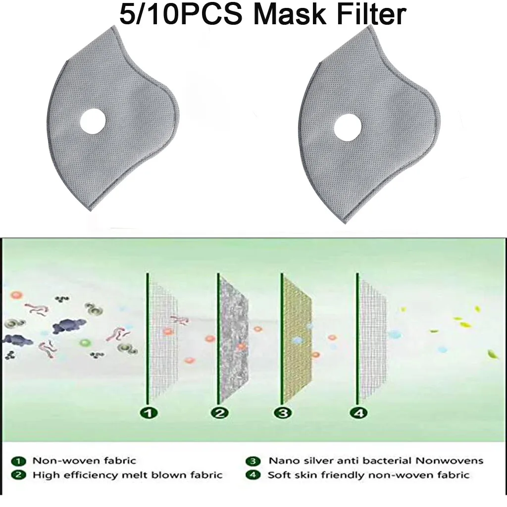 5/10 шт. велосипедные маски прокладка маска для лица с фильтром дыхательные
