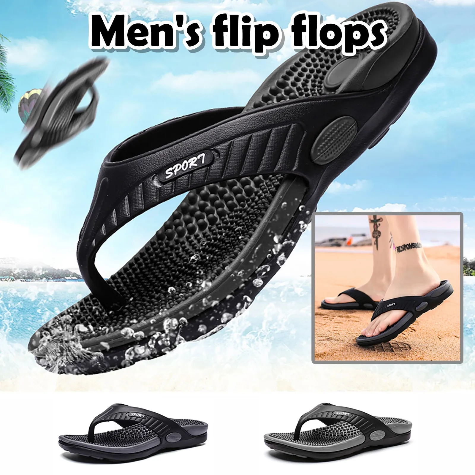 Летние шлепанцы для мужчин Тапочки на нескользящей подошве Легкие мужские
