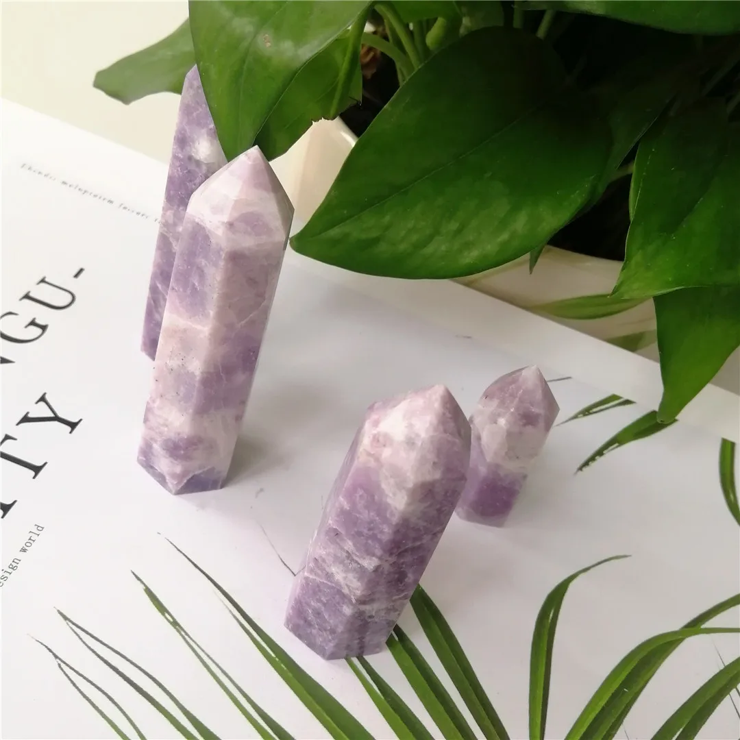 

1-4pcs Natural Purple Kunzite Quartz Obelisk Crystal Wand Point Healing Stones Specimen Original Crystals And Minerals Gifts