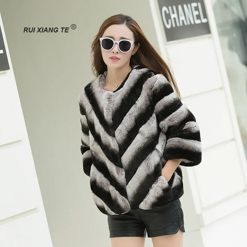 Ruixiangte зимнее женское короткое пальто из натурального меха кролика рекс