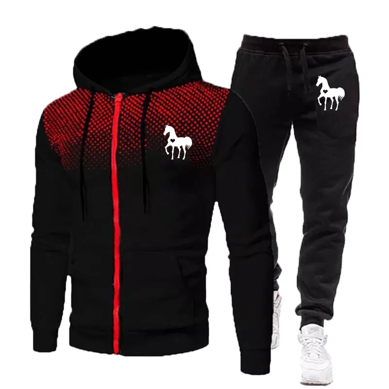 

Autumn Winter Sportswear Suit Zipper Sweatshirt Casual Sport Sweatpants Mens Tracksuits Harajuku Brand Men Hoodies Jacket Set