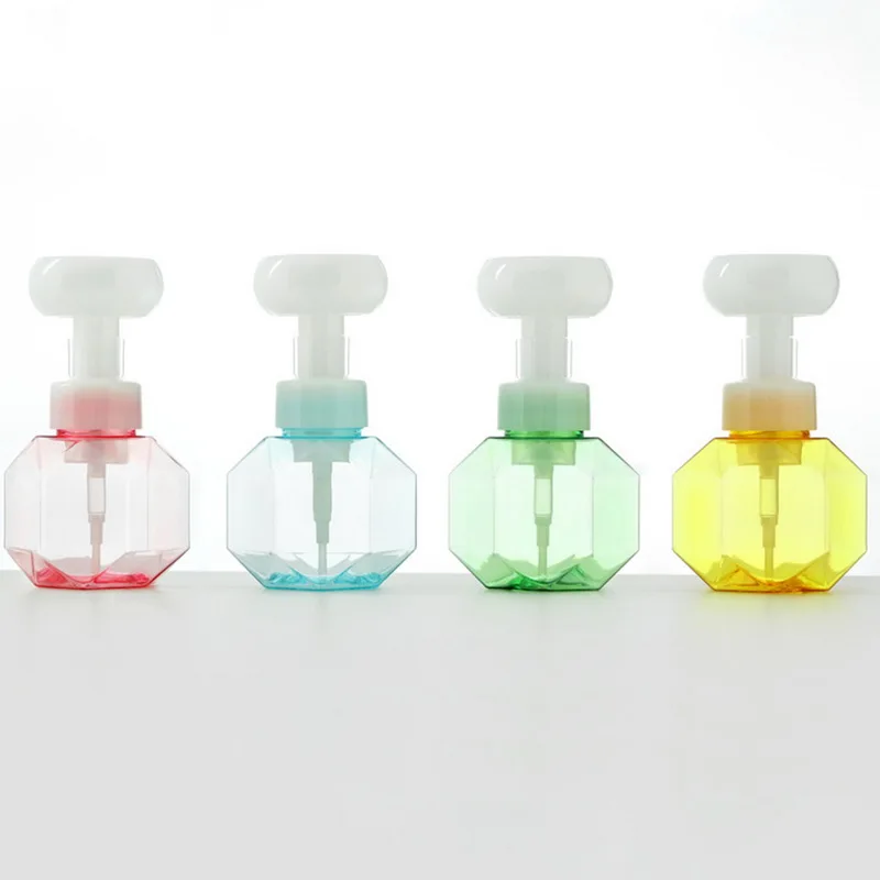 

New 300ml Liquid Soap Dispenser Flower Shape Foam Foaming Pump Empty Box Shower Gel Foam Pump Bottle Plastic Clear Bottles