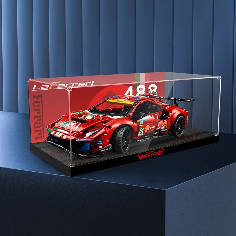 Acrylic Display Box For 42125 High-tech 488 GTE &amp#39AF Corse #51&amp#39 Building Blocks ShowCase (Not Include The Model) |