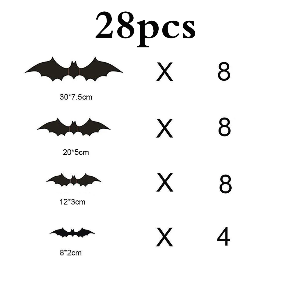 Наклейка в форме летучей мыши для Хэллоуина ПВХ 3D Декоративные страшные черные