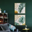 Настенная Картина на холсте с акварельными листьями, постеры и принты зеленых растений в скандинавском стиле, декоративная картина, Современное украшение для дома