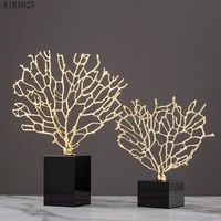 creative golden metal coral ornaments black crystal base alloy branches crafts hollow coral living room countertop decoration