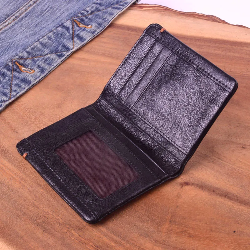 AETOO мужской кожаный короткий бумажник ручной работы ультратонкий вертикальный с