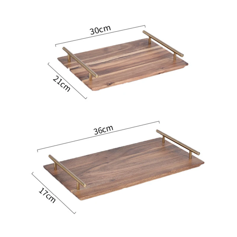 

Japanese Style Wooden Tray Natural Acacia Wood Binaural Sushi Steak Plate Dessert Pizza Rectangular Restaurant Kitchen Set Plate