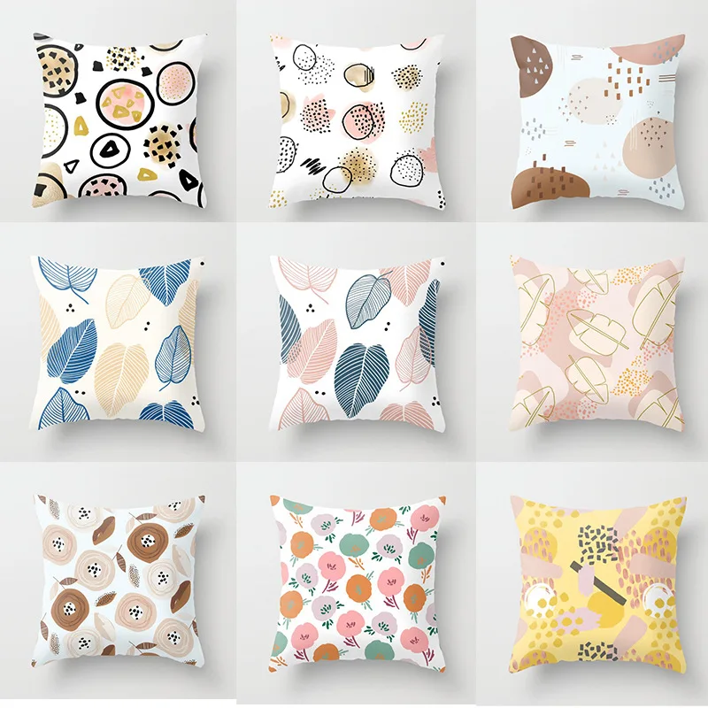 

Small Fresh Leaves Abstract Flowers Home Pillowcase Ultra-short Velvet Pillow Cushion Cover
