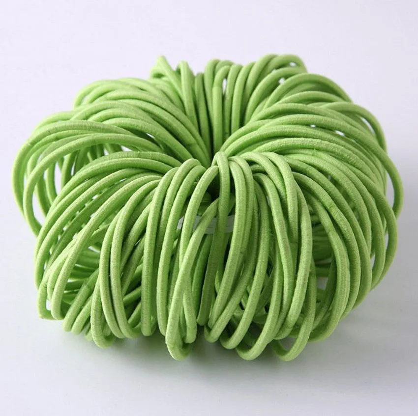 green 50pcs 50/100 шт. цветной зарядный кабель в нейлоновый оплетке с резиновые ленты эластичные повязки на голову для девушек Детская Scrunchie держатель резинки для волос аксессуары - Окраска металла: green 50pcs