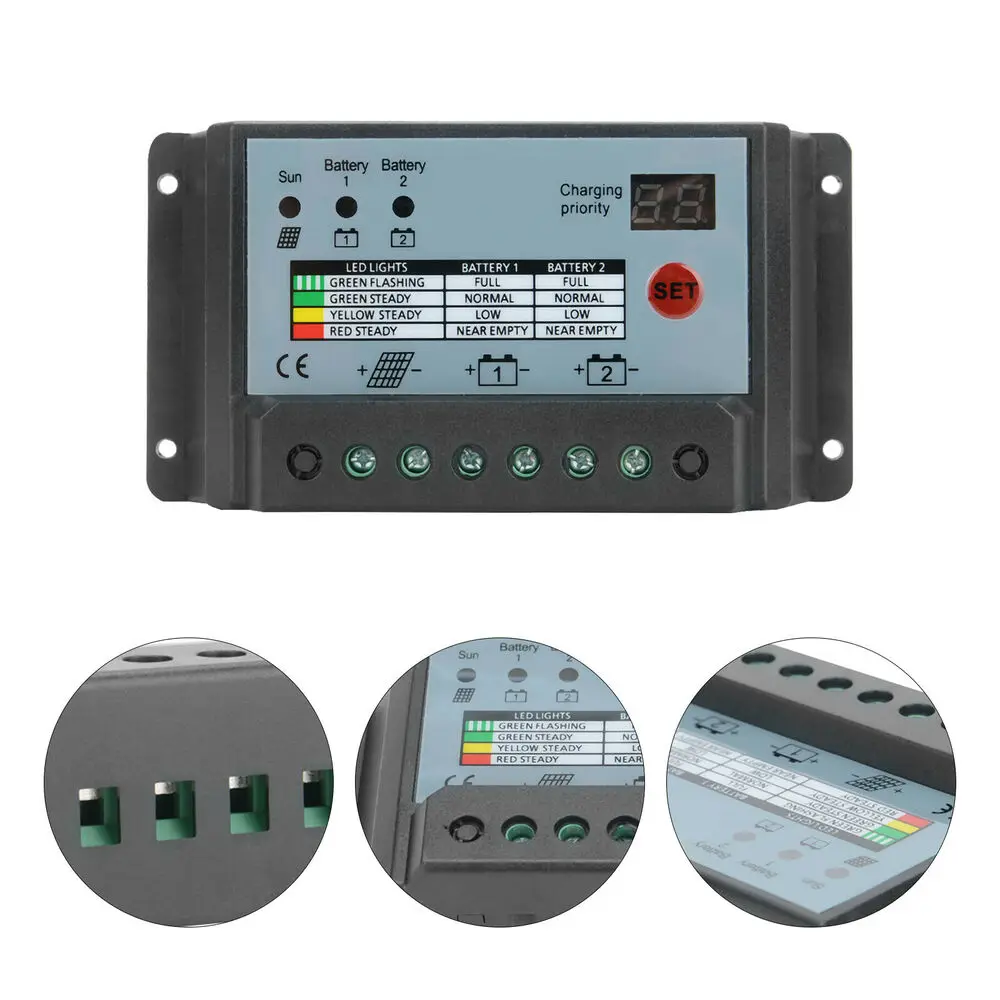 

20 А MPPT солнечная панель двойная свинцово-кислотная литиевая батарея Панель PV регулятор напряжения контроллер заряда для 12В/24В батарей пита...