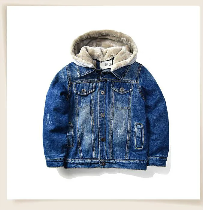 Boy's denim jacket with velvet 1 - Цвет: Синий