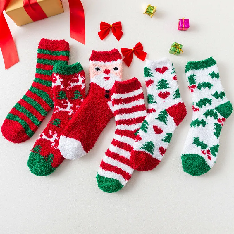

New Arrivals Women Sock Winter Warm Colorful kawaii Stereo Socks Soft Cotton Cute Santa Claus Deer Socks For Girl Christmas Gift