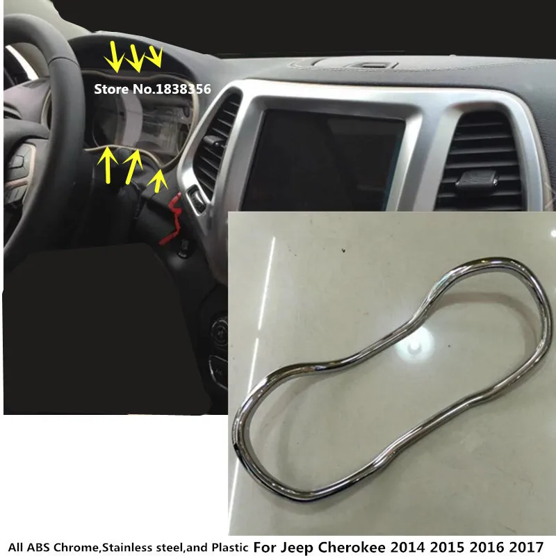 

Для Jeep Cherokee 2014, 2015, 2016, 2017, автомобильный хромированный детектор украшения из АБС-пластика, измеритель приборной панели, манометр, рамка, лить...