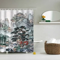 beautiful landscape animals printed shower curtains frabic waterproof polyester bathroom curtain with hooks shower curtain home
