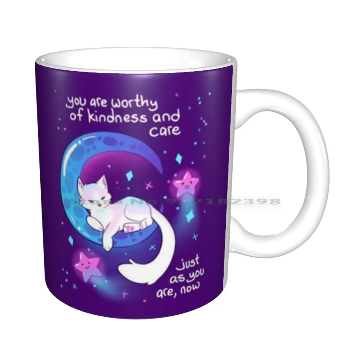 Керамические кружки ты достойна доброты и ухода космические котенки кофейные