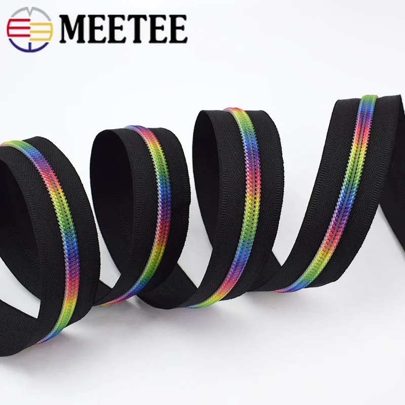 Meetee 5 # разъемная застежка-молния Цветной зубы нейлоновые молнии 10/20 м черный