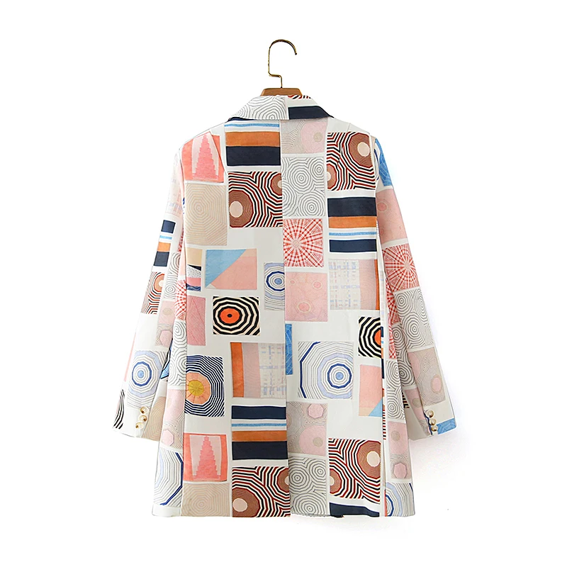 

Spring and autumn women's jacket casual printing double-breasted pocket decorative jacket