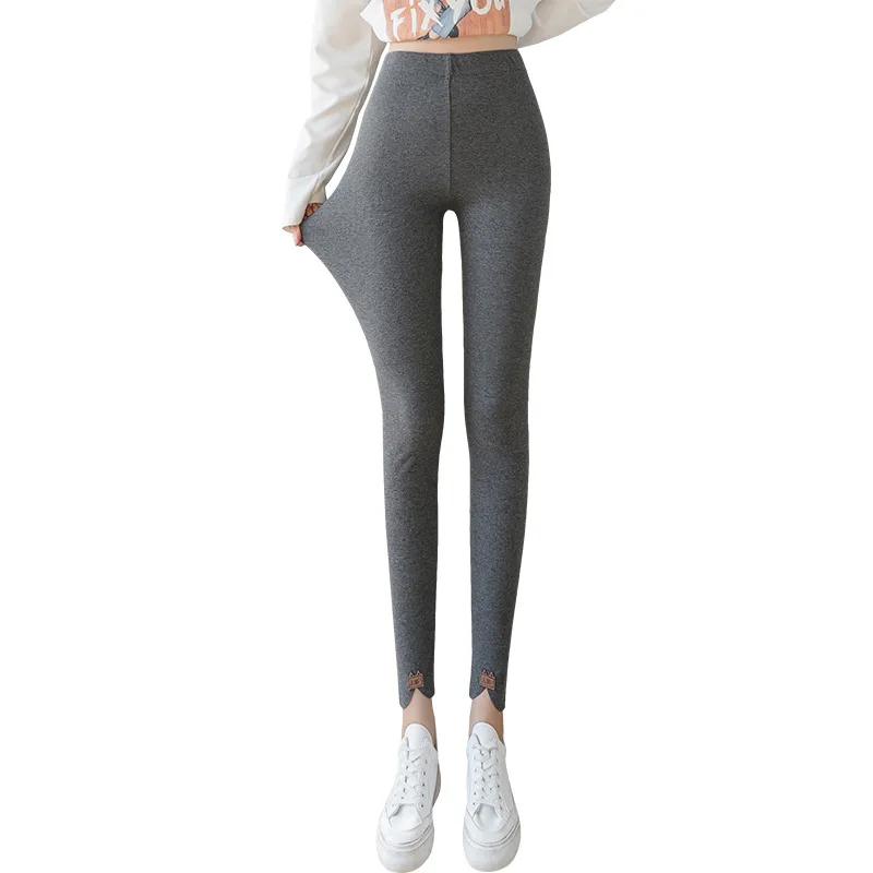 INITIALDREAM Keep Warm Thick Velvet Winter Leggings Women 2021 Solid Color Slim Large Size Cotton Pants Female Outwear