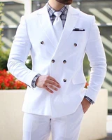 white men suits custom made slim fit double breasted blazer wedding groom tuxedos 2 pieces formal business suits jacket