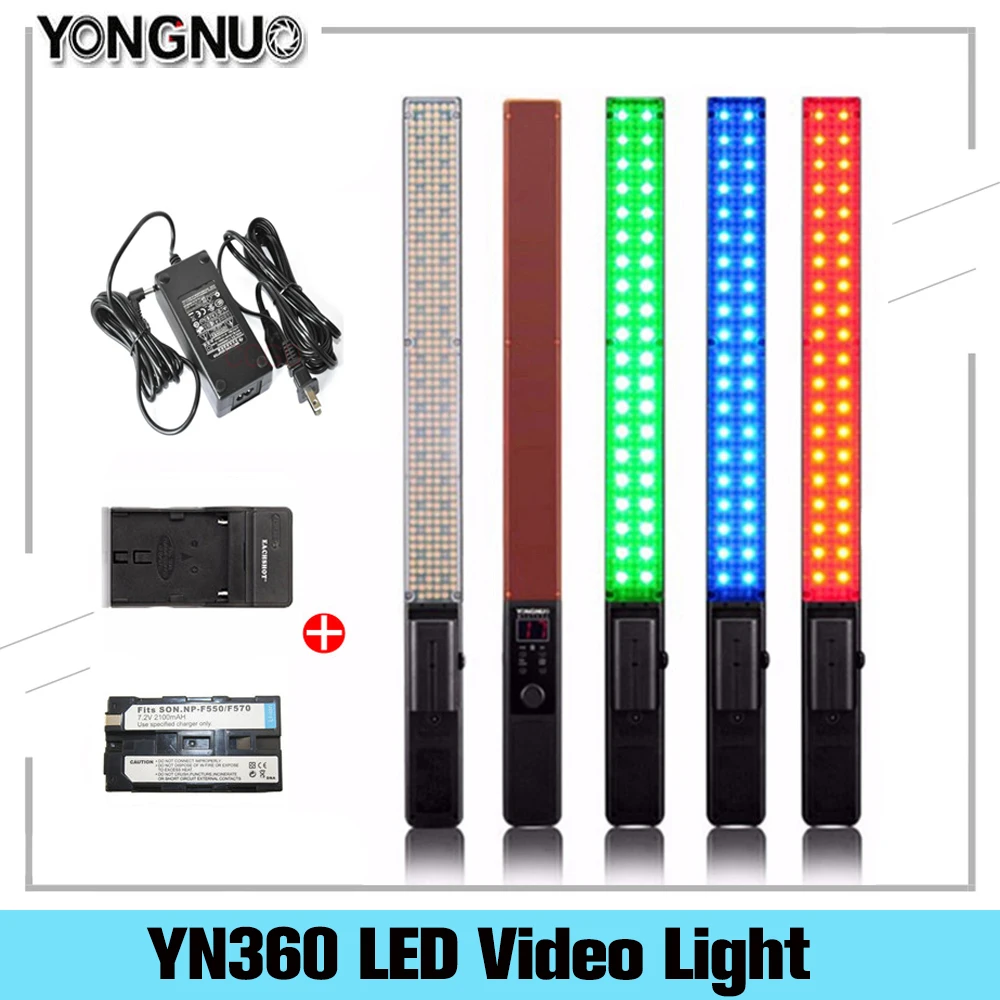 

YONGNUO YN360 Handheld LED Video Light Photography Light 3200k-5500k RGB Color Temperaturel + Optional Battery Kit