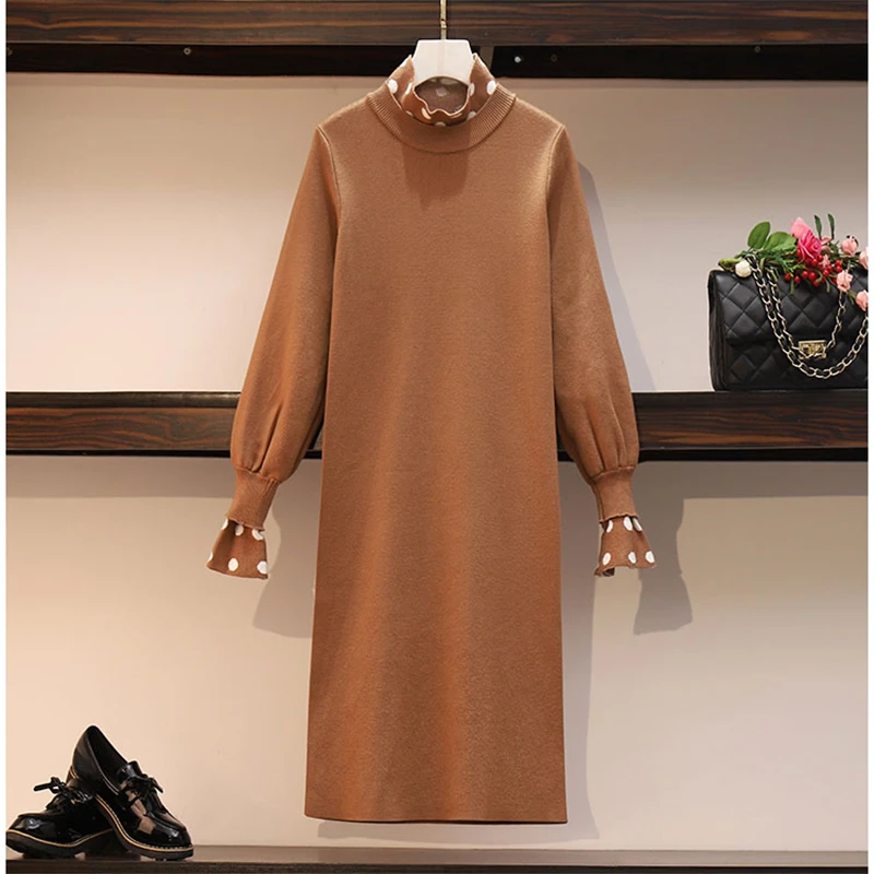

Dress Ladies Elegant 2020 Sweater Dress party dress Casual Loose Winter Warm Long Sleeve Knitted