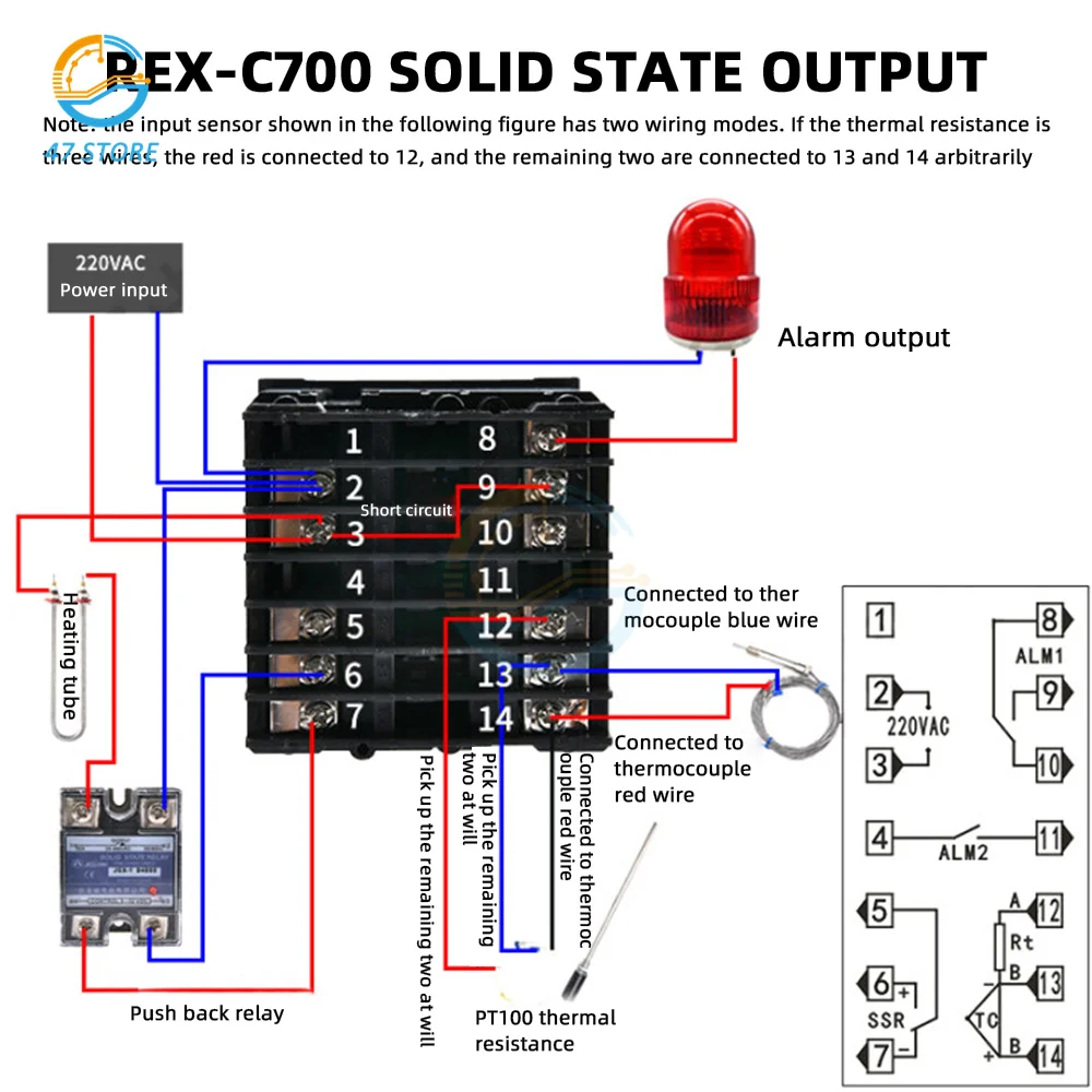Умный регулятор температуры цифровой PID REX термопара SSR + SSR40DA 40 А Φ 220 В