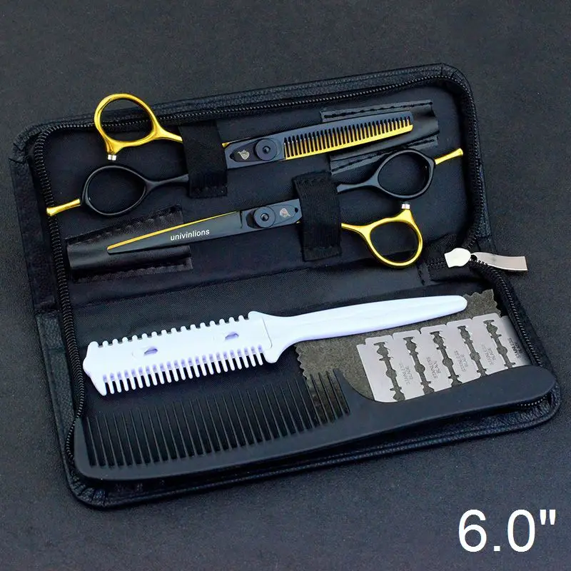6025A60-Kit Case 5,5/6,0 Профессиональные Японские Стальные Парикмахерские ножницы парикмахерские ножницы набор парикмахерских бритв Горячая Парикмахерская стилист набор ножниц - Цвет: 6025A60-Kit Case