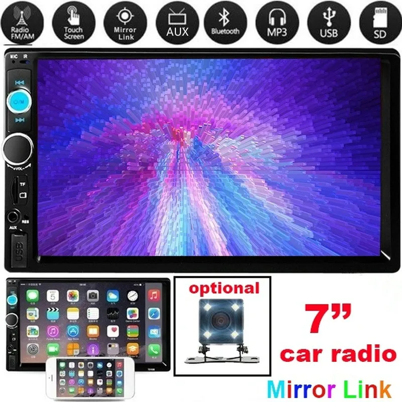 Автомагнитола 2 din 7 &quotHD MP5 плеер сенсорный экран цифровой Bluetooth дисплей