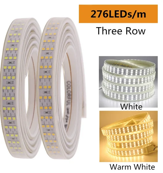 Светодиодный светильник SMD 2835 водонепроницаемая трехрядная Светодиодная лента