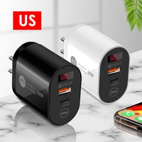 pd display mobile phone type 2 usb travel charger 20 w c qc3 0 fast charge adapter