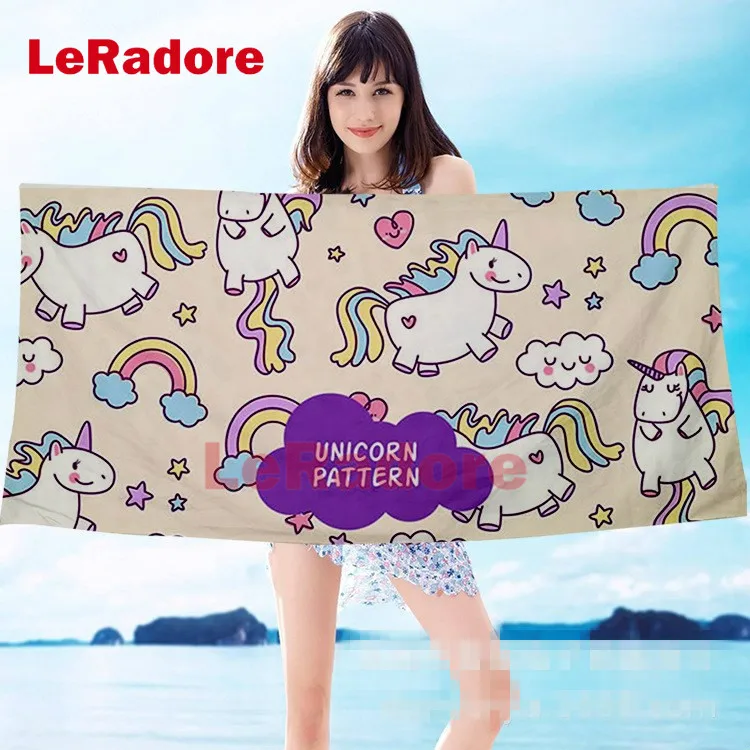 Быстросохнущее пляжное полотенце единорога для девочек мягкое одеяло из