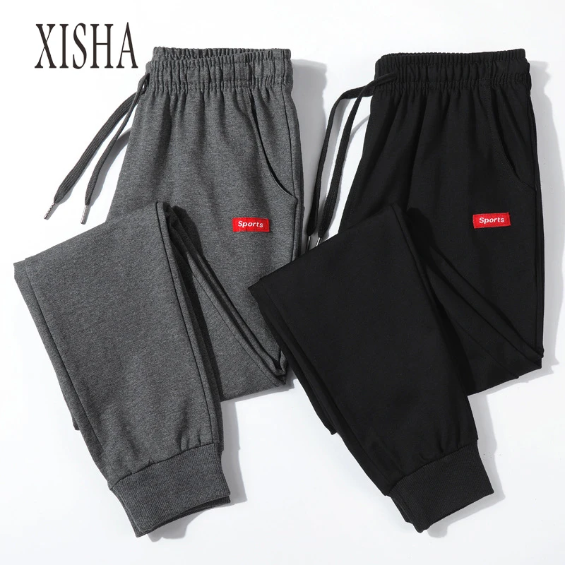 Однотонные штаны для бега мужские черные спортивные тренировочные тренажерного