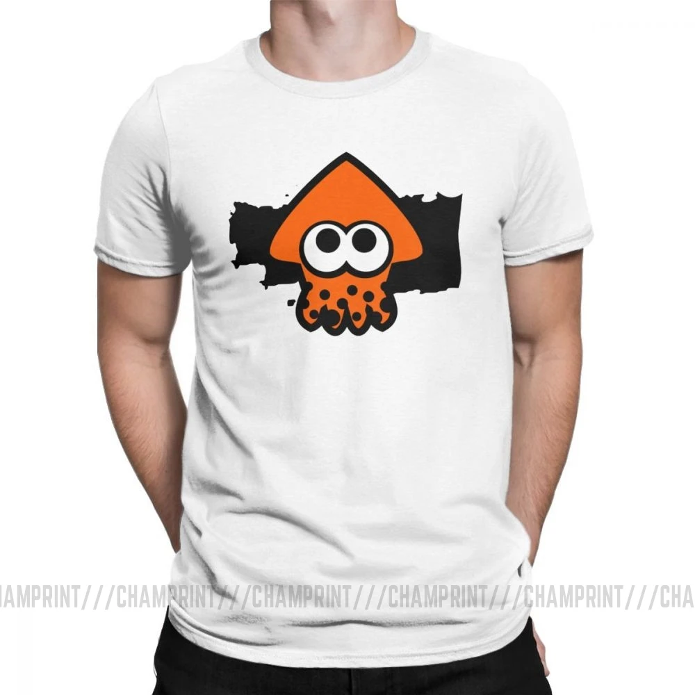 Модные Splatoon Кальмар оранжевая футболка для мужчин из хлопка с круглым вырезом