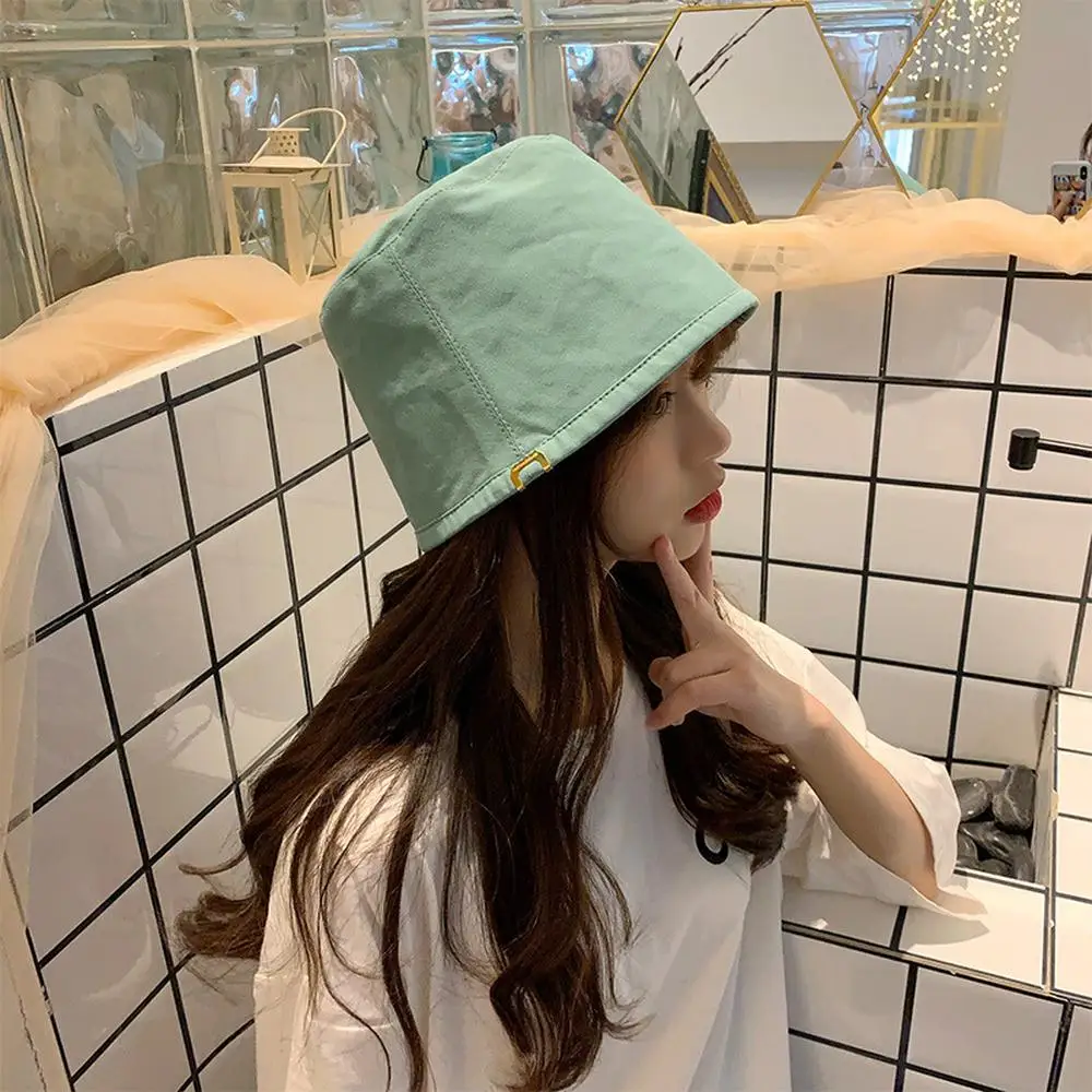 

Female bucket hat Japanese style cotton simple fisherman hats fashion outdoor high quality pure color autumn spring women caps