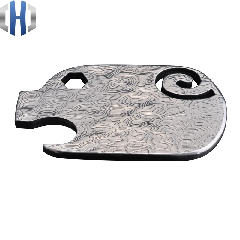 Подвеска ключ из дамасской стали с открывалкой для банок EDCToy|Монтировки| |