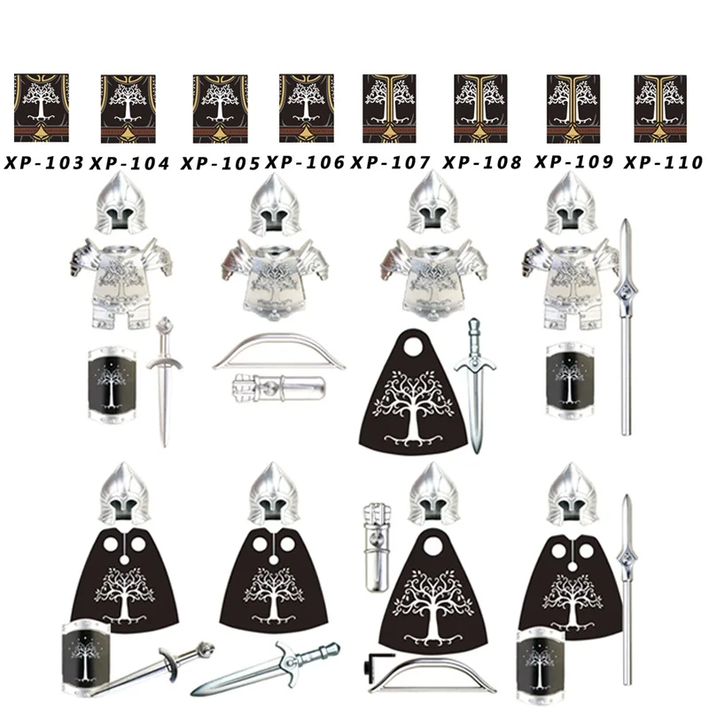8 шт. Властелин Кольца Гондора солдат Лансер лучник средневековый рыцарь фигурки