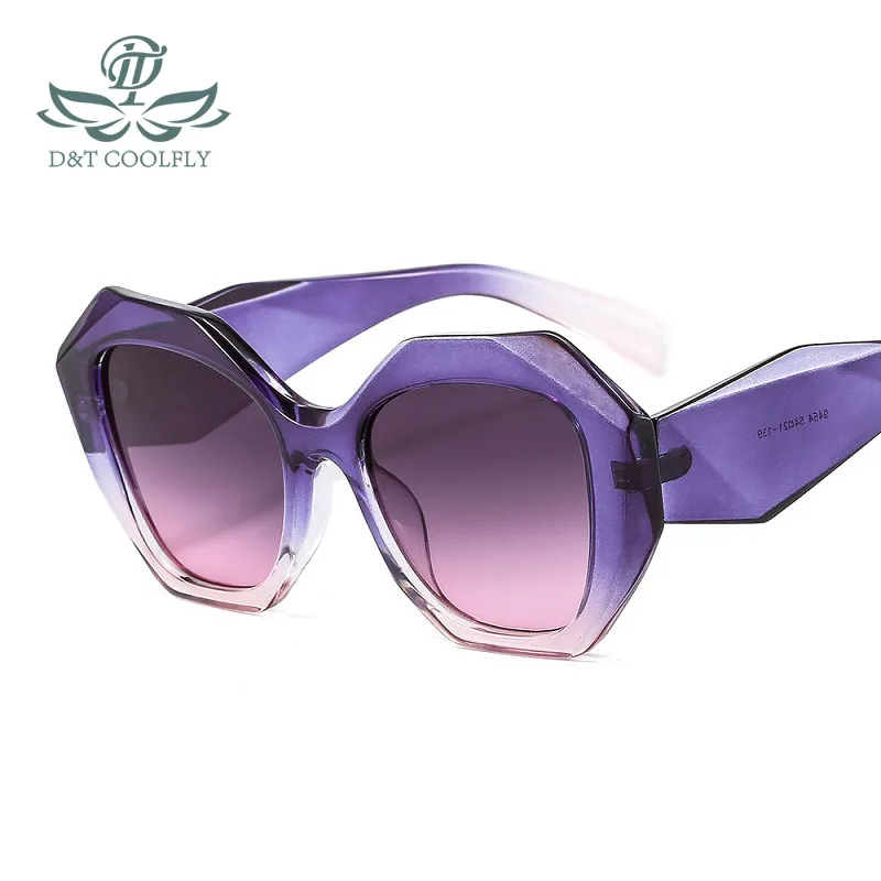 D & T 2021 جديد مسدس النظارات الشمسية النساء الرجال التدرجات عدسة PC الماس نمط الإطار الفاخرة العلامة التجارية مصمم نظارات شمس أنيقة UV400