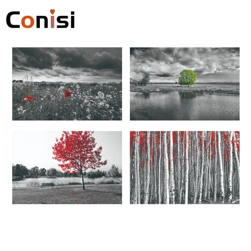 Conisi пейзаж постер дерево лес настенное Искусство Холст Картина скандинавские