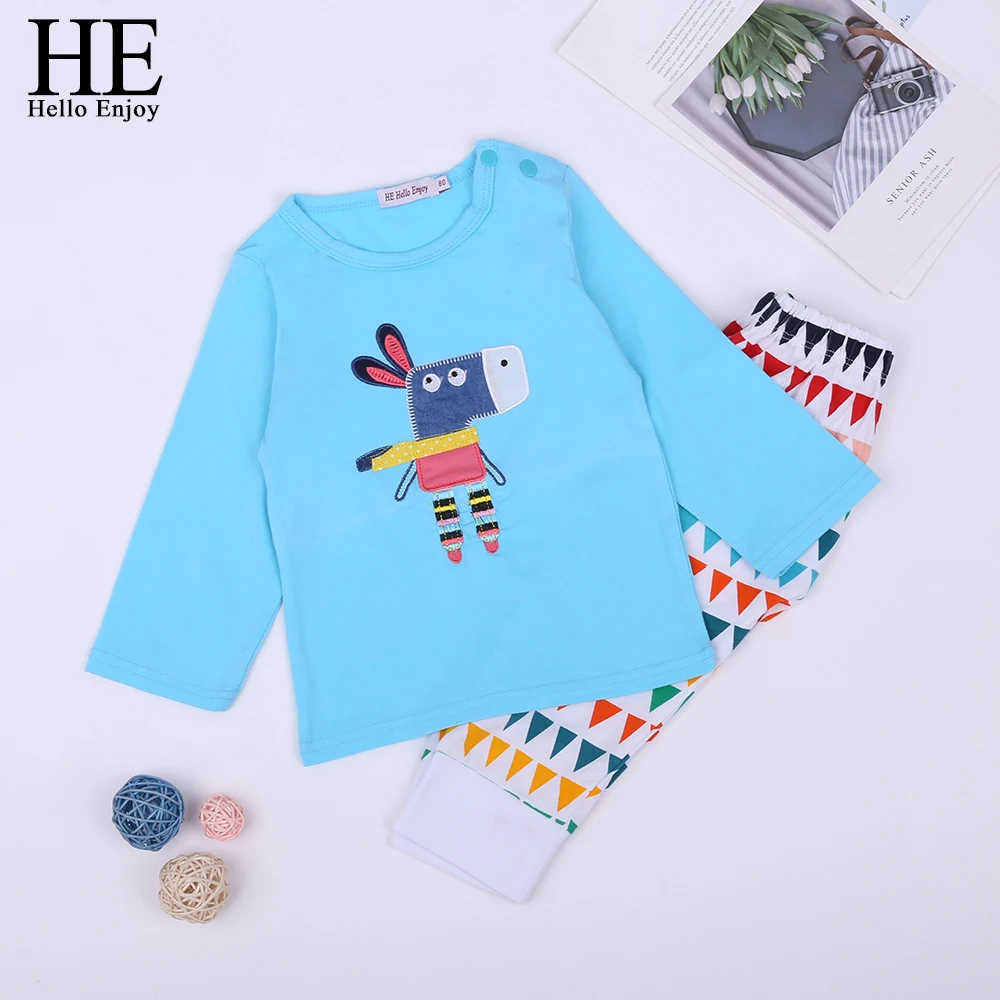 HE Hello Enjoy Baby Girls Clothing Sets Unisex Newborn Boys Clothes 2019 Autumn Cartoon Long Sleeve Tops+Pants Kids Suits | Детская