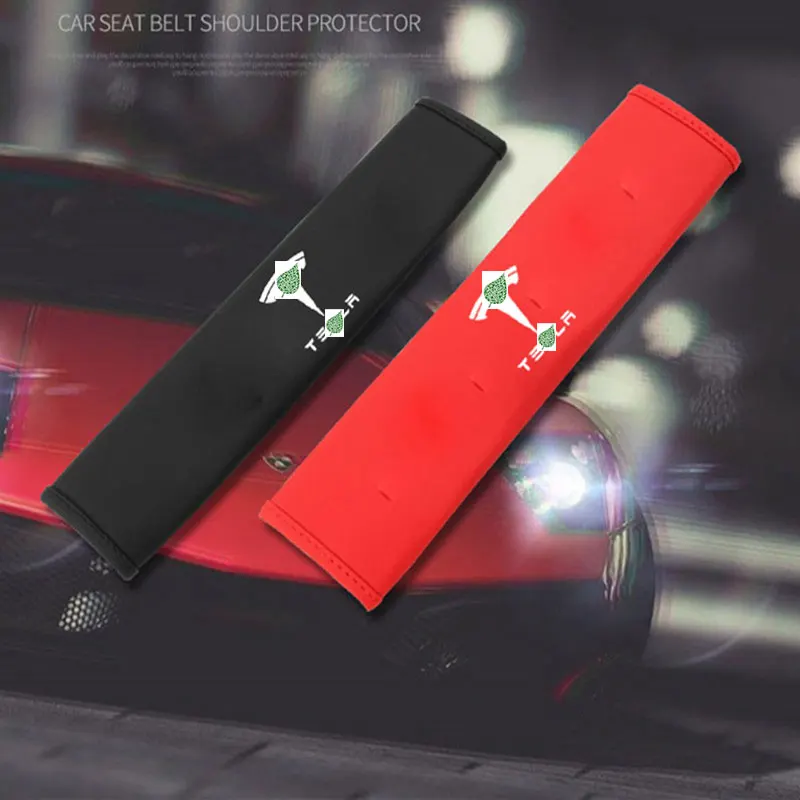 For Tesla Model 3 S X Red Black Seat Belt Shoulder Pad Guard Cover Protector 2Pcs | Автомобили и мотоциклы