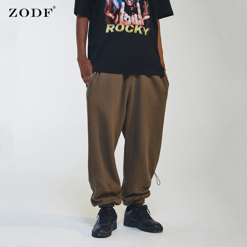 

ZODF Trendy 2022 Man Spring Loose Cotton Sweatpants Hip Hop Male Solid Soft Knitted Pants Tracksuits Brand Streetwears HY0052