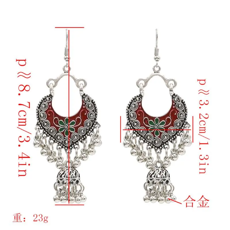 

Vintage Sliver Bollywood Jewelry Meenakari Jhumki Jhumka Drop Earrings for Women E56A