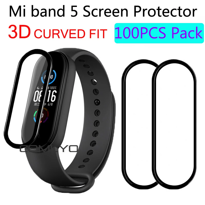 100 шт. в упаковке для xiaomi mi band 6 NFC /miband5 протектор экрана 3D пленка с округленными