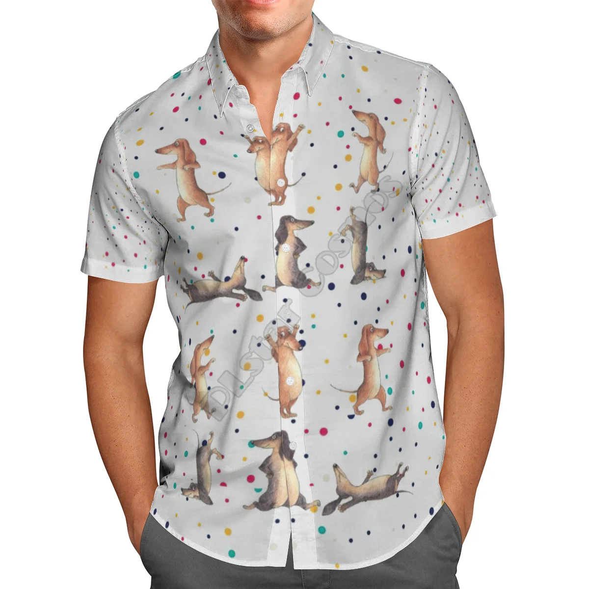 

Hawaii Shirt Hawaiian beach Summer Funny Dachshund 3D Printed Men's Shirt Harajuku Tee hip hop Casual shirts 03