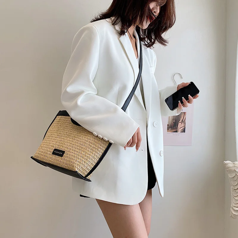 

Sale Capacity Straw Bags Women Handmade Woven Basket Bolsa Tote Summer Bohemian Beach Bags Luxury Brand canvas Lady Handbags